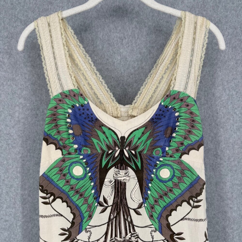 Free People Madame Butterfly Mini Dress Size 10 Cream VTG Y2K ASO Ashley Tisdale - Picture 2 of 13